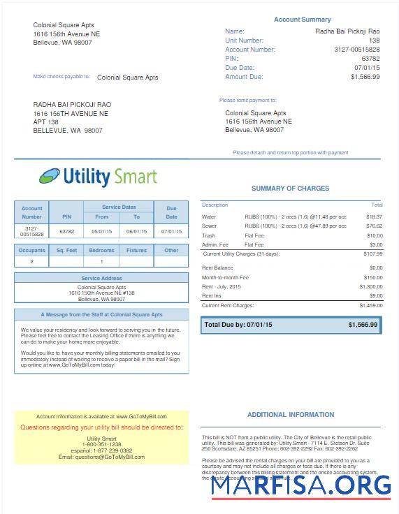Downloadable UNITED KINGDOM UTILITY SMART utility bill Word and PDF template